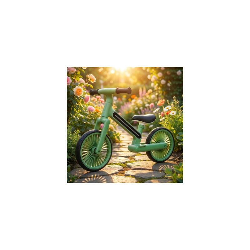 Bicicleta fara pedale copii, LED RGB, reglabila, 90 x 55 x 40-45 cm, verde
