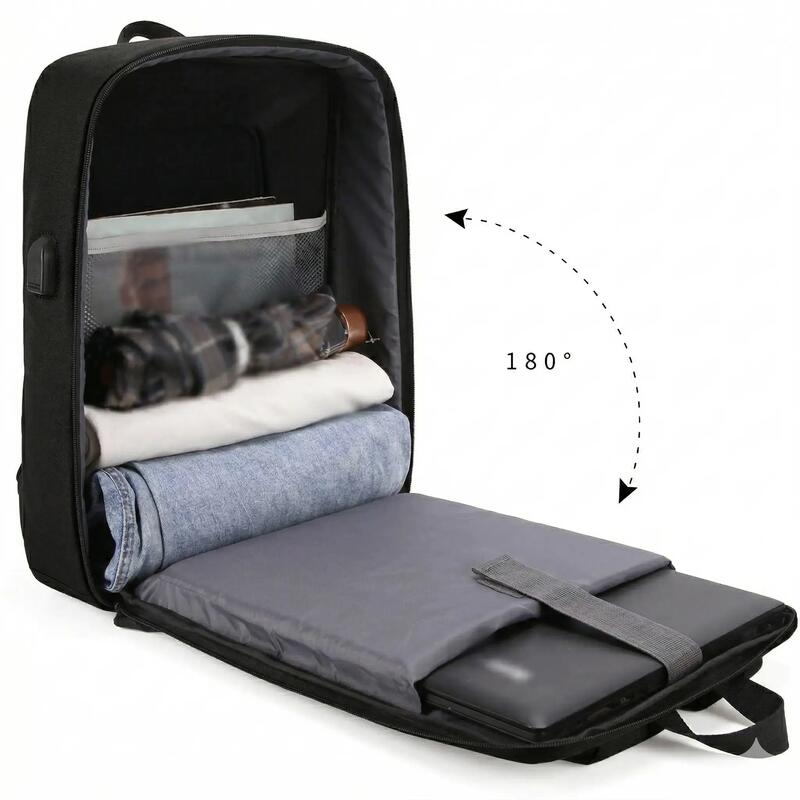 Rucsac laptop antifurt, inchidere cu cifru, USB incarcare, 45x32x14 cm, negru