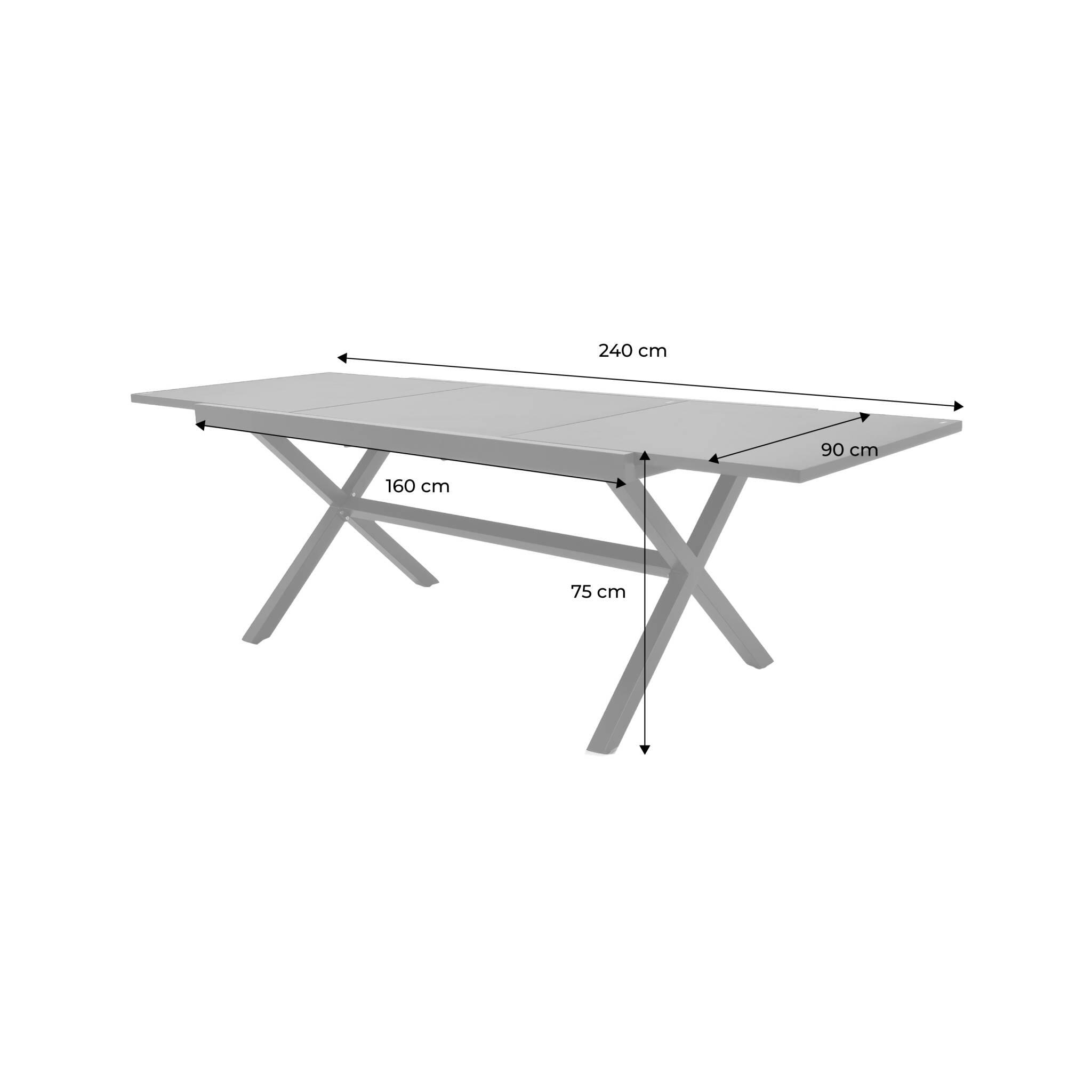 Mesa de jardim extensível em alumínio para 8 pessoas, Antracite 4/5