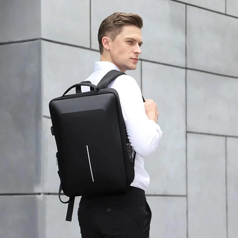 Rucsac laptop antifurt, inchidere cu cifru, USB incarcare, 45x32x14 cm, negru