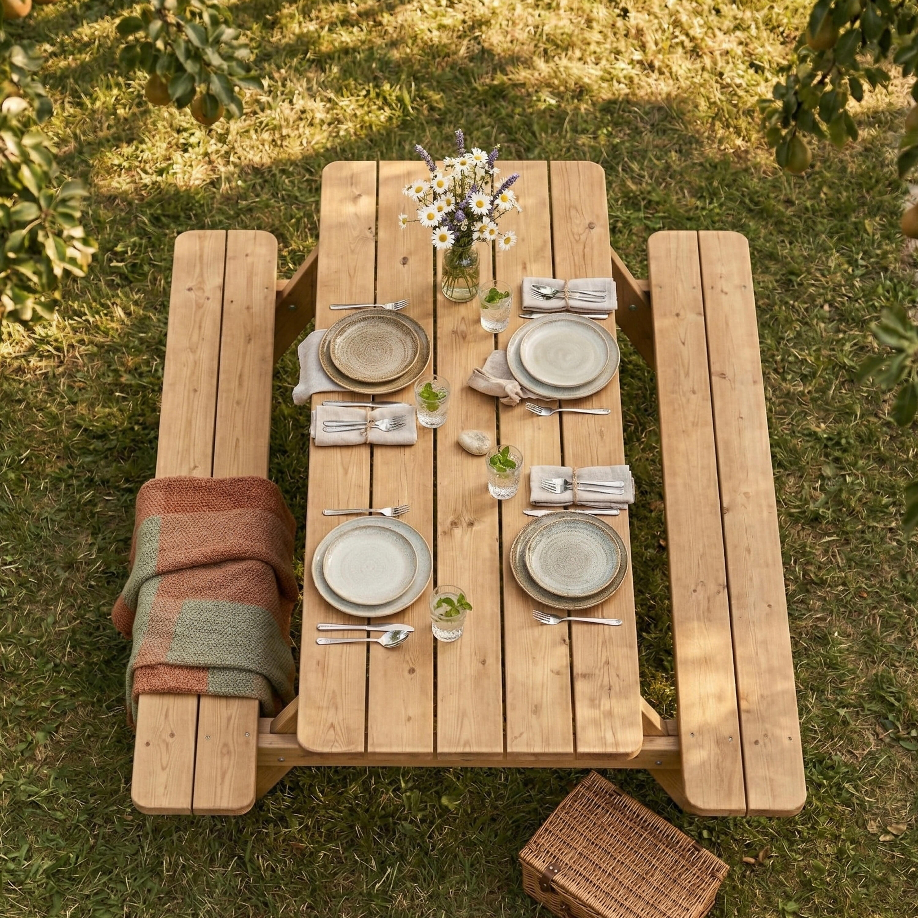 AXI Jean Table de pique-nique en bois, 6 personnes - Marron 6/6