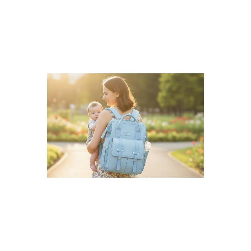 Rucsac multifunctional pentru scutece bebelusi, buzunare multiple, 40x30x15 cm