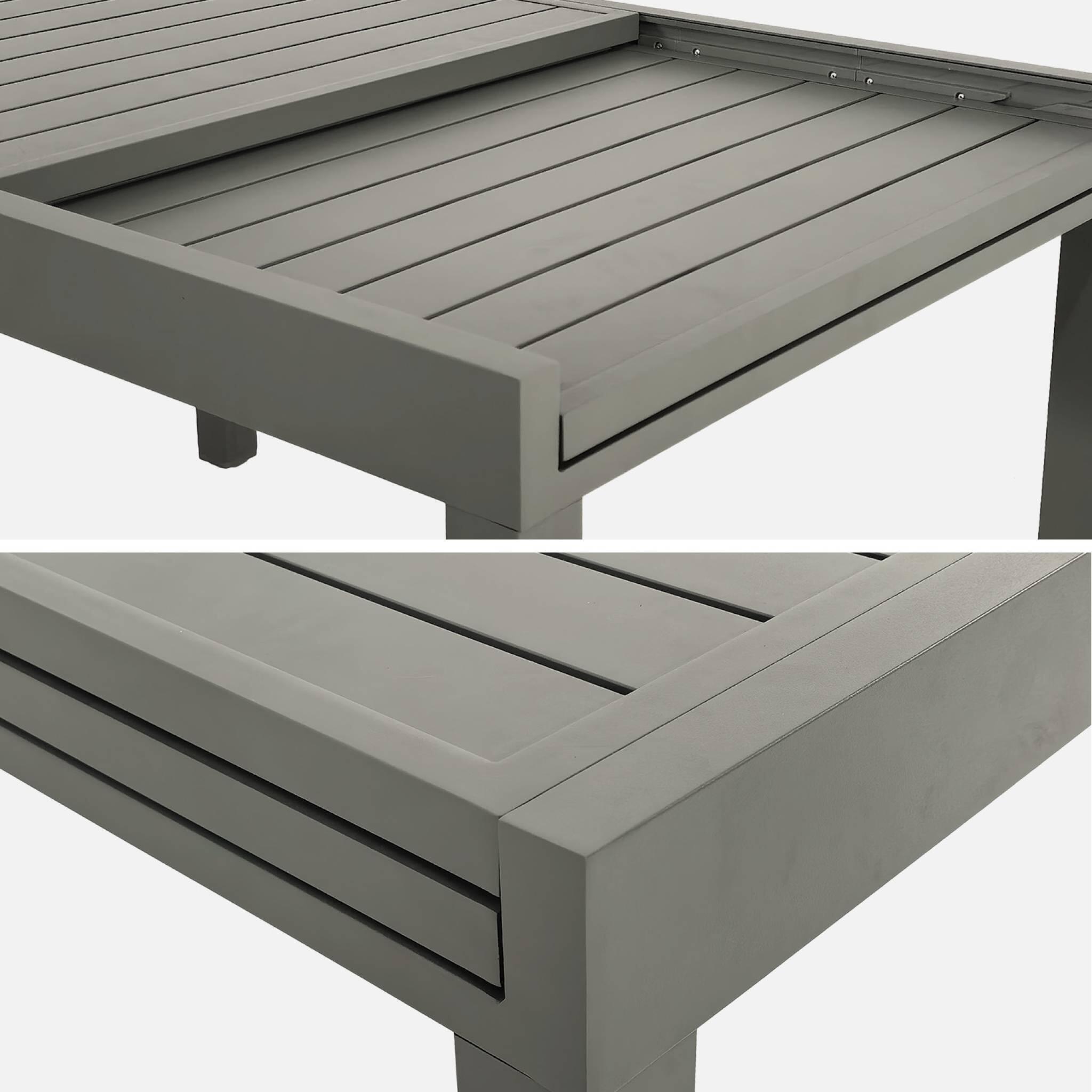 Mesa de jardim extensível em alumínio, 8 lugares, Verde caqui 5/5