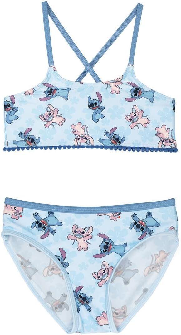Biquíni infantil Stitch, poliéster e elastano com alças cruzadas, azul 1/4