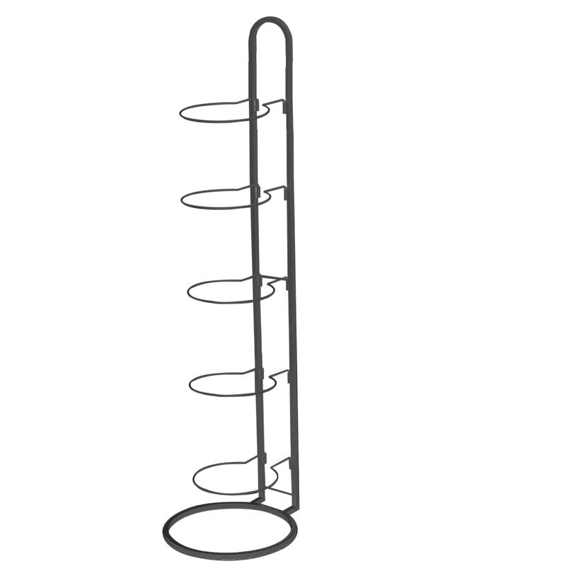Suport vertical pentru mingi, 5 spatii, metal, 23.5 x 115.5 cm, negru