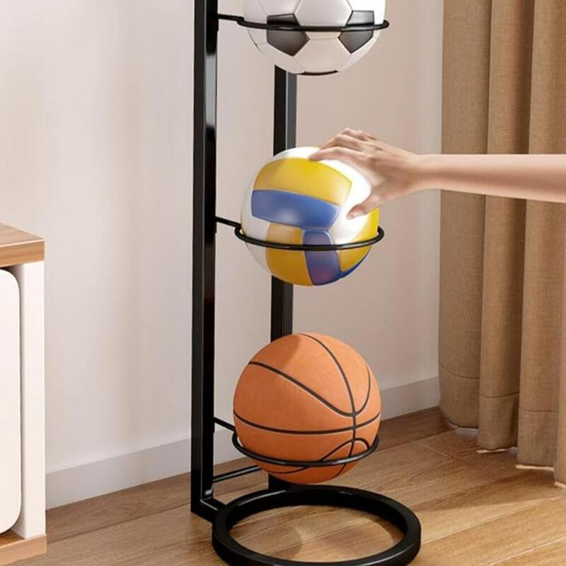 Suport vertical pentru mingi, 5 spatii, metal, 23.5 x 115.5 cm, negru