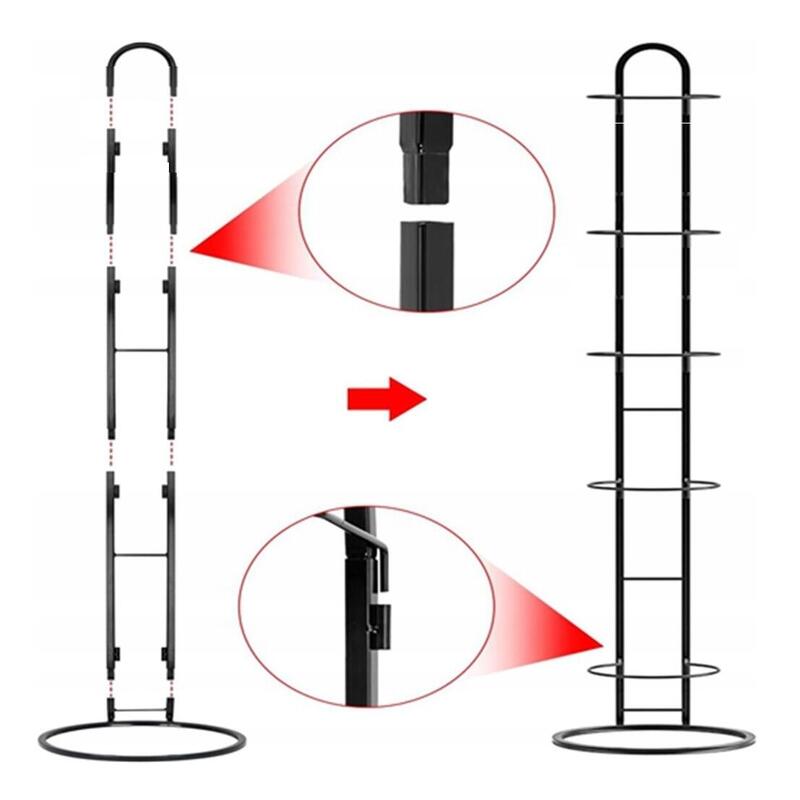 Suport vertical pentru mingi, 5 spatii, metal, 23.5 x 115.5 cm, negru