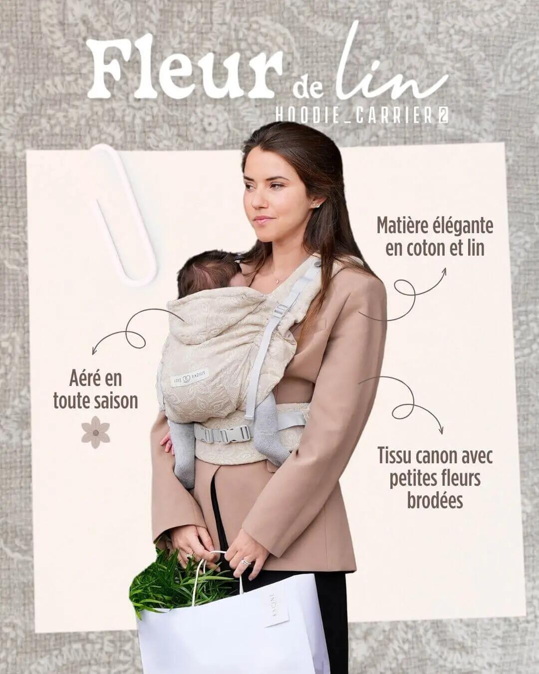 Porte-bébé HoodieCarrier 2 - Fleur de Lin 3/5
