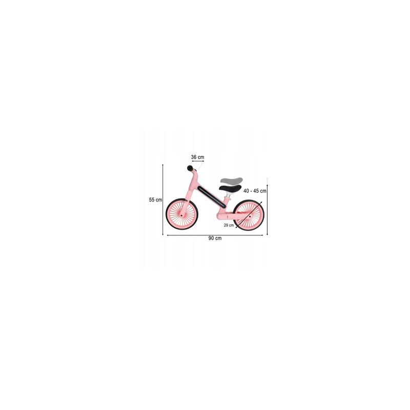 Bicicleta fara pedale copii, LED RGB, reglabila, 90 x 55 x 40-45 cm, roz