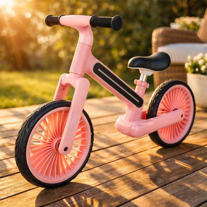 Bicicleta fara pedale copii, LED RGB, reglabila, 90 x 55 x 40-45 cm, roz