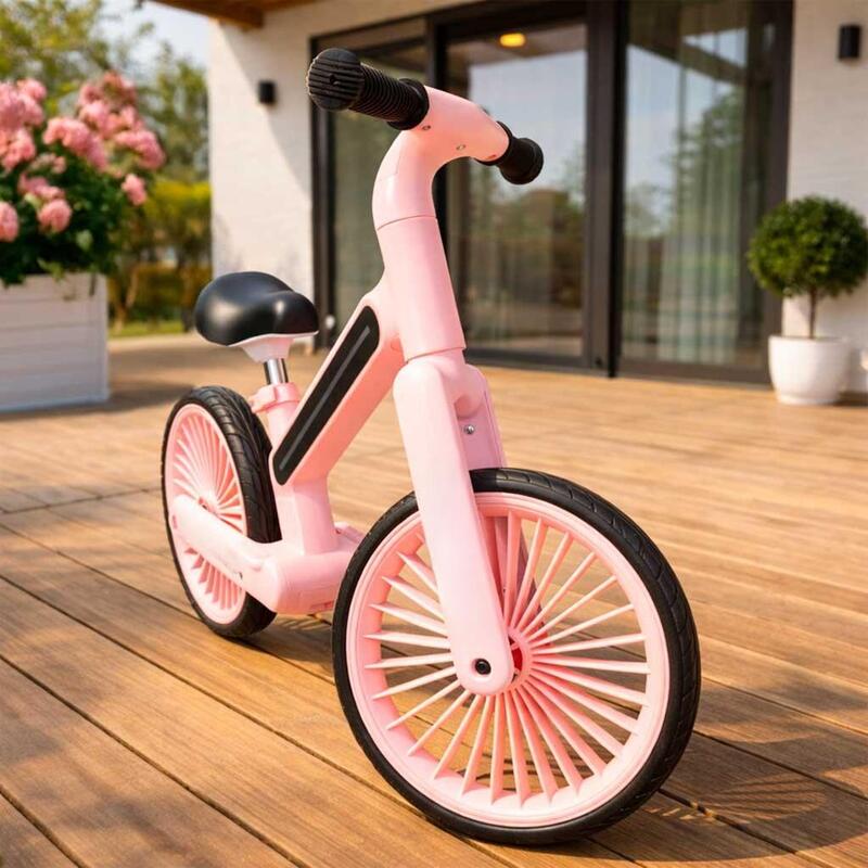 Bicicleta fara pedale copii, LED RGB, reglabila, 90 x 55 x 40-45 cm, roz