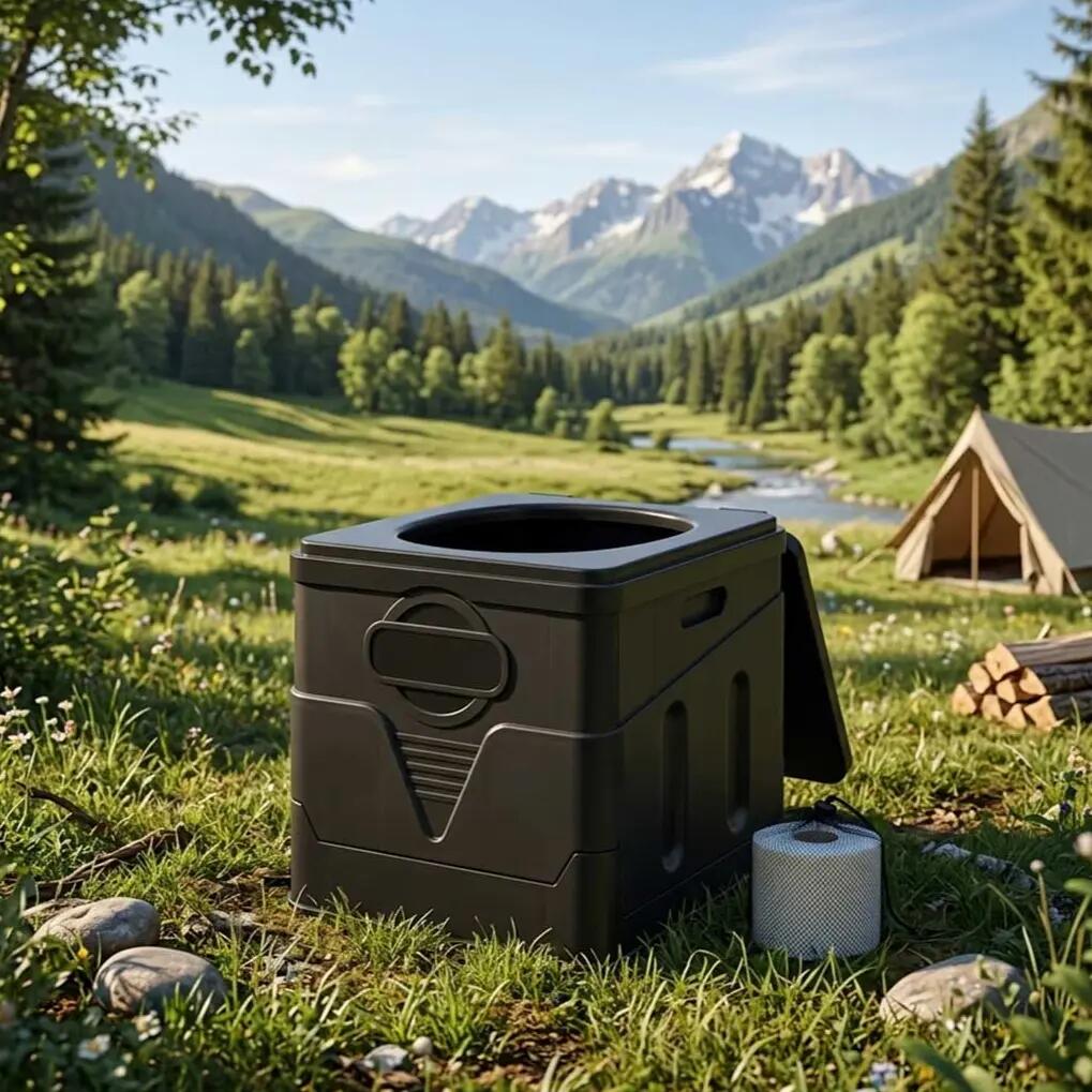 Toaleta portabila pentru camping, pliabila, 20L, 12 saci, 29x33.5x31 cm 2/7