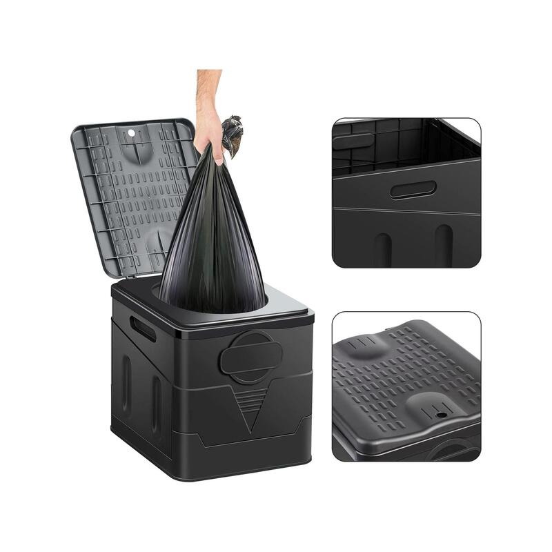 Toaleta portabila pentru camping, pliabila, 20L, 12 saci, 29x33.5x31 cm