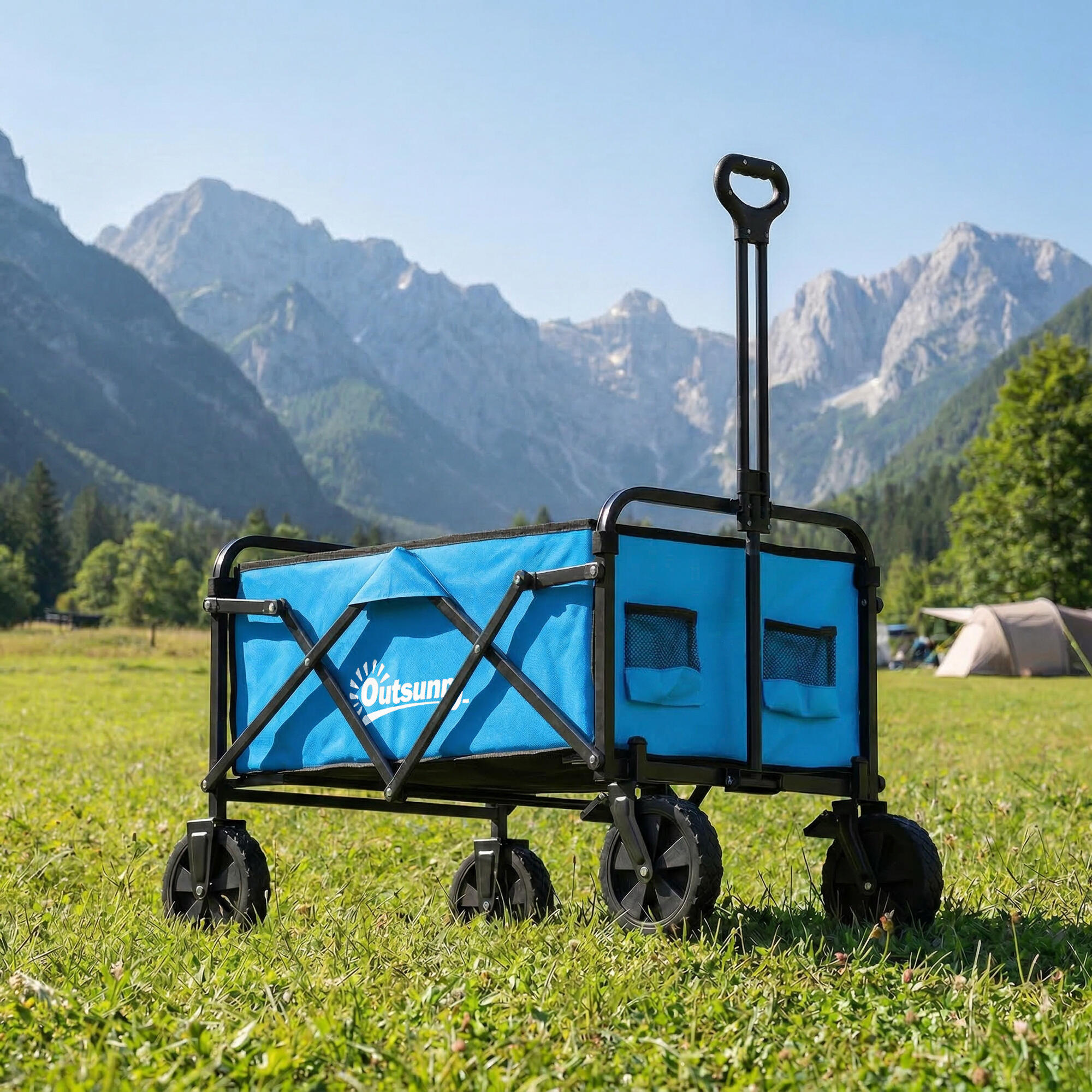 Carro de Playa Outsunny 85x50x99 cm Azul 2/5