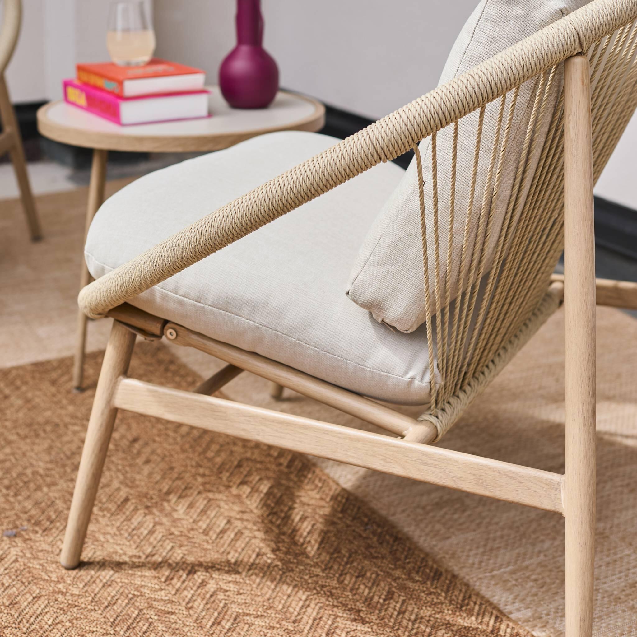 Conjunto de jardim de poltronas de jardim com mesa de aço e rattan, Bege 5/5