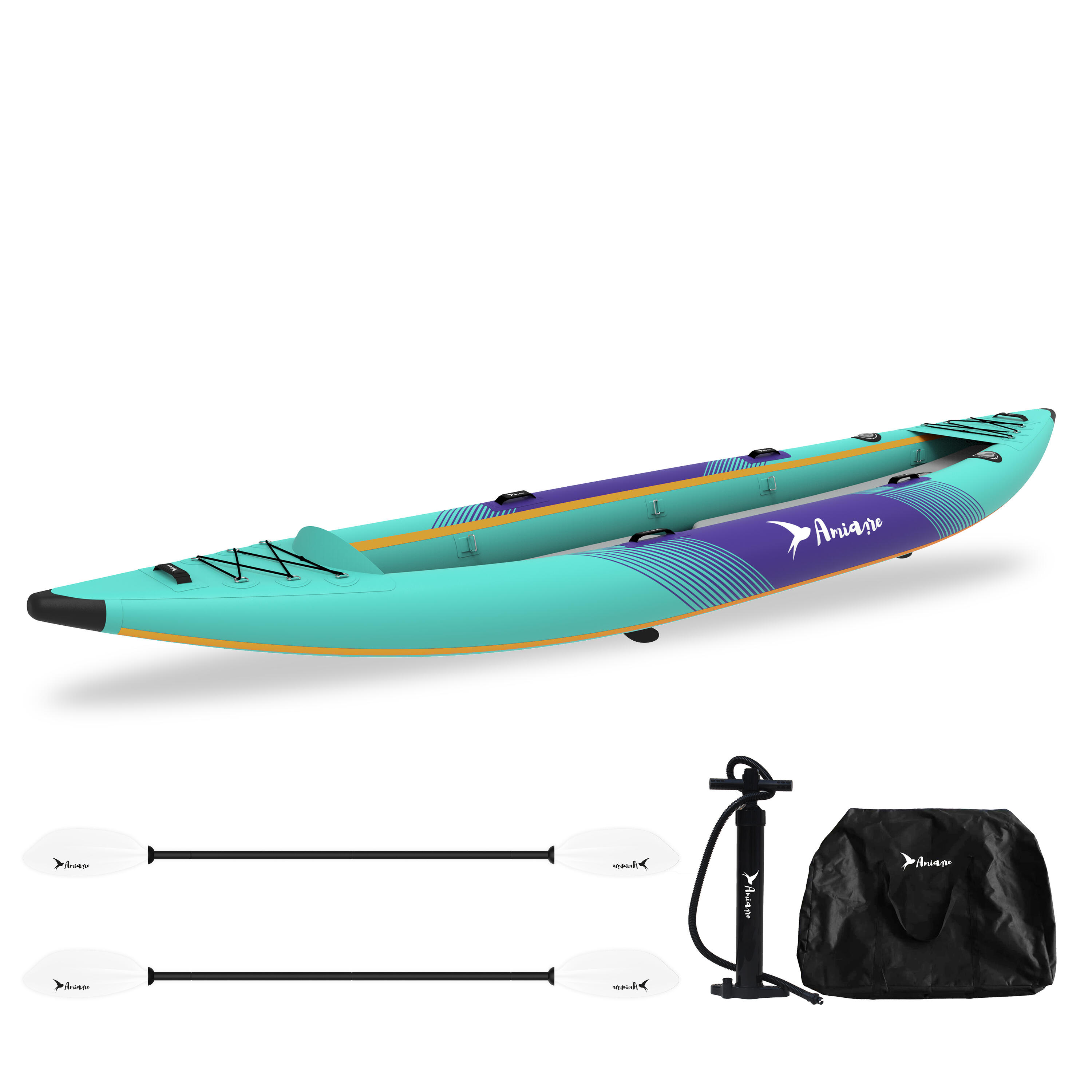 Kayak Hinchable Doble Aqua K2 Amiaire - Drop Stitch 420 cm – Pack Completo 2/7