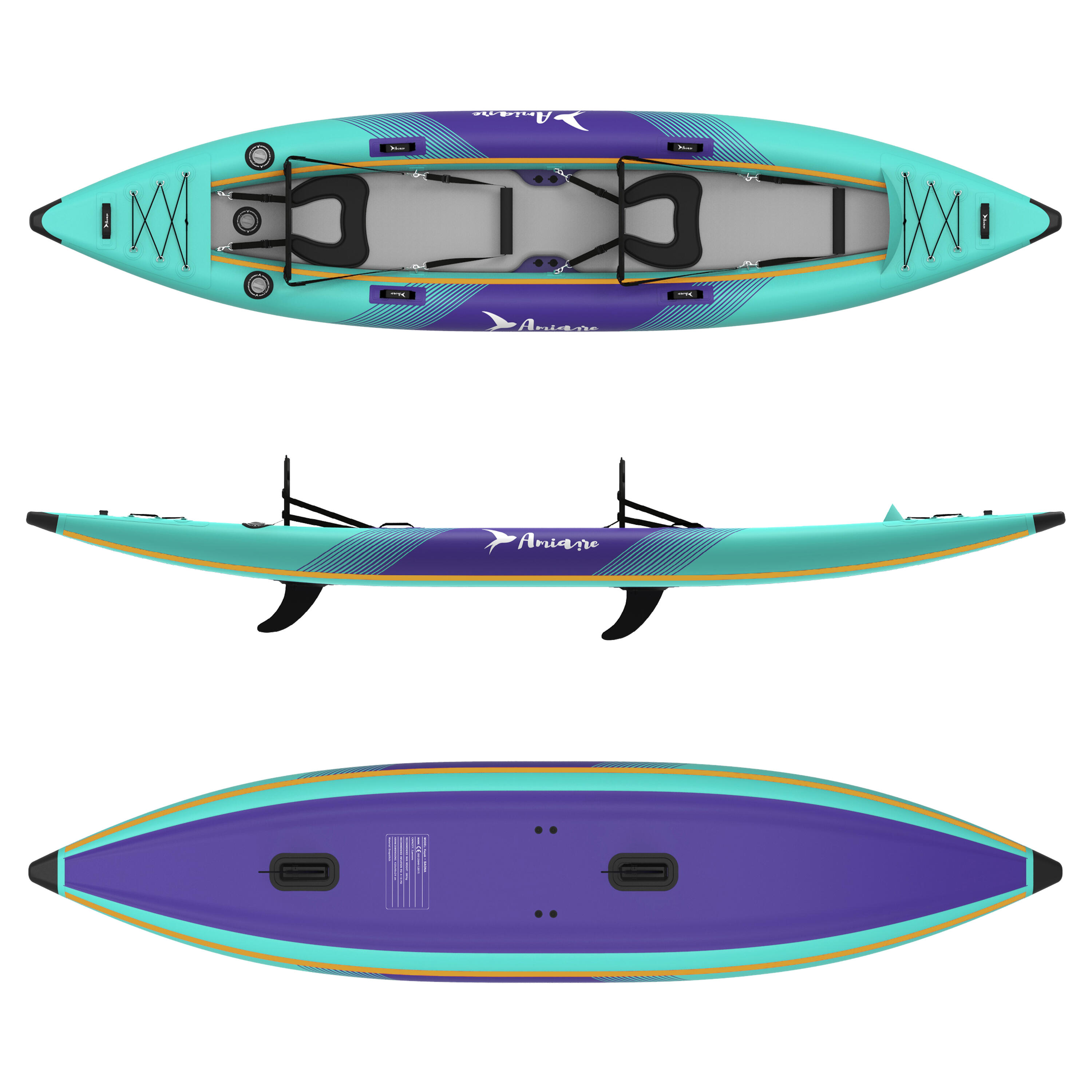 Kayak Hinchable Doble Aqua K2 Amiaire - Drop Stitch 420 cm – Pack Completo 4/7