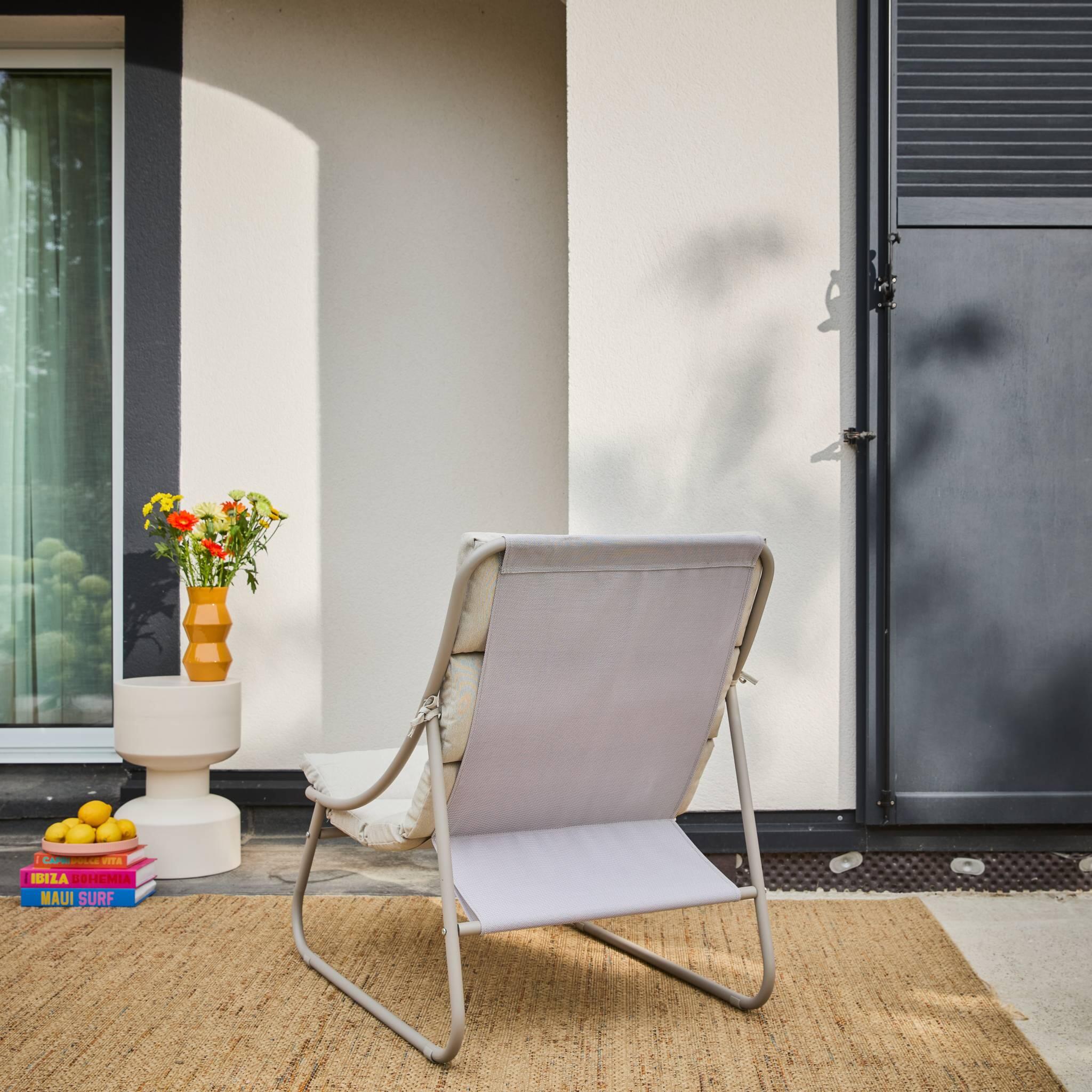 Poltrona relax em aço, set de 2, Bege 5/5