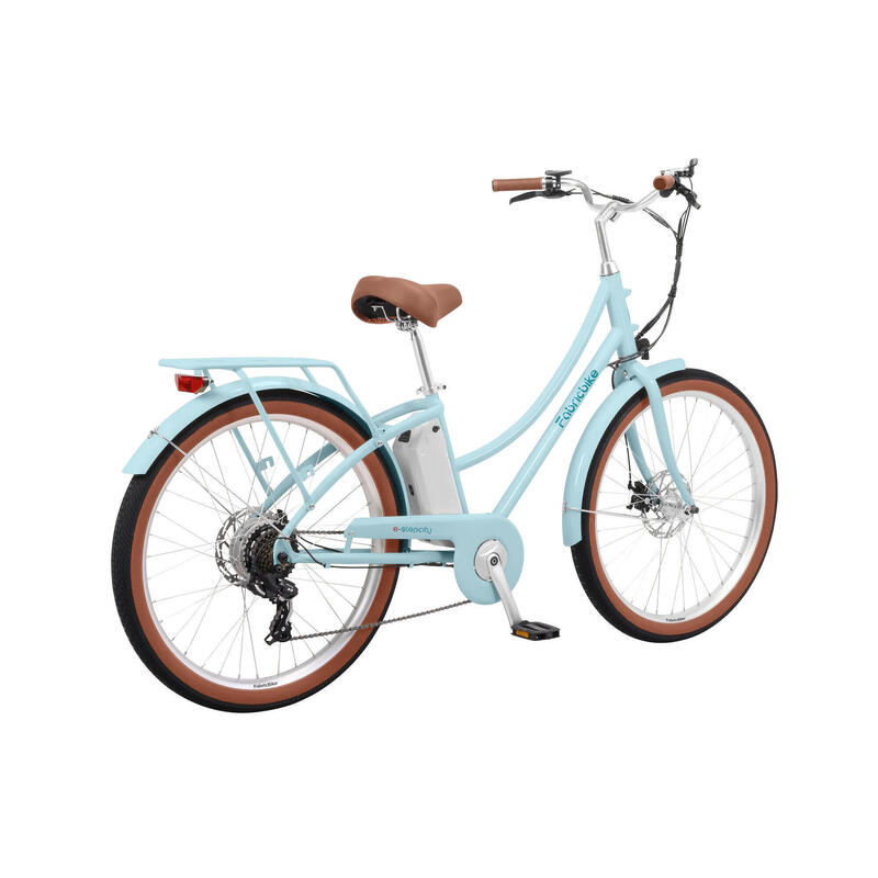 E-Stepcity Bicicletă Electrică – 250W, 36V, 60 km, Shimano 7V. Sky Blue Plus