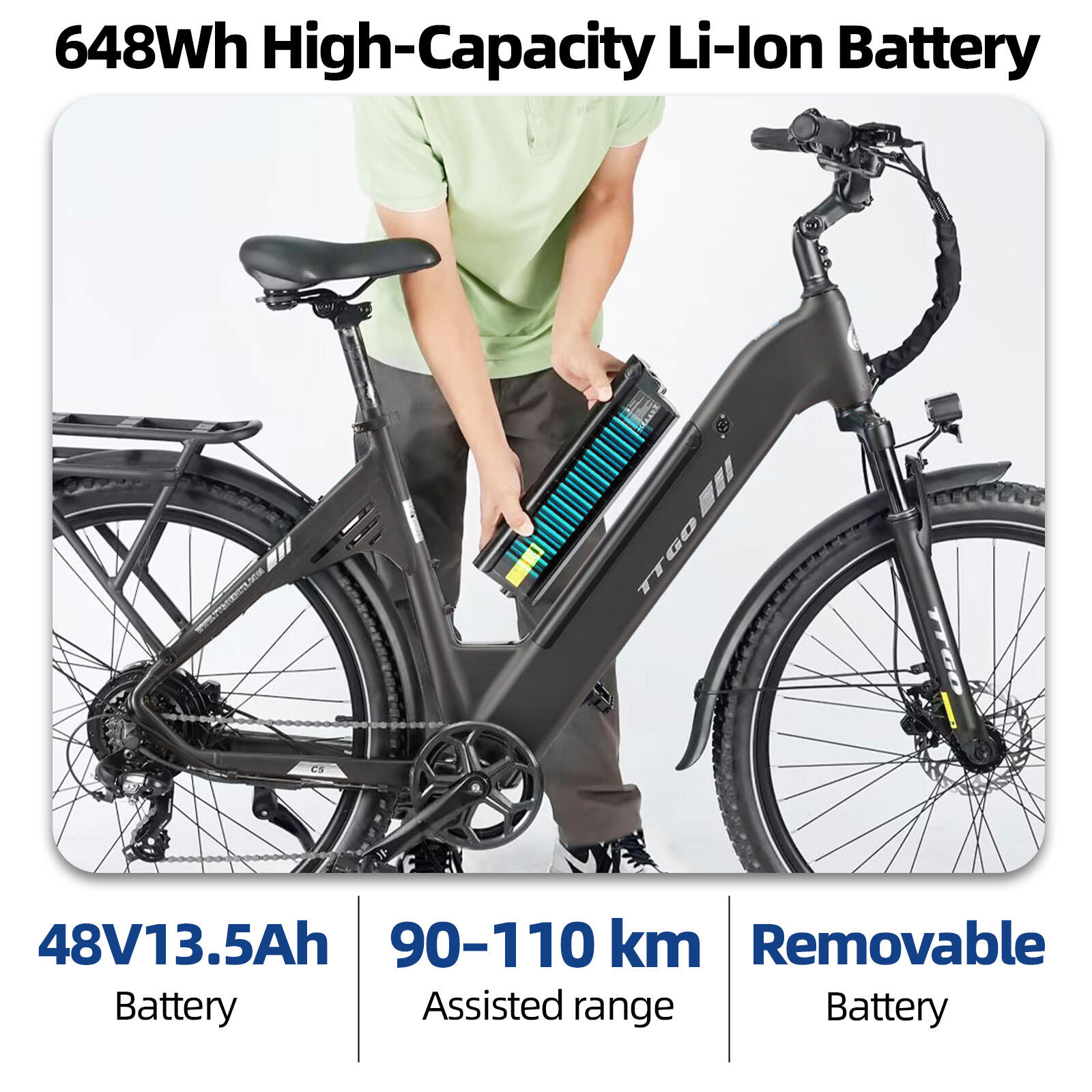 Elektrokolo TTGO C5 pro dojíždění, vyjímatelná baterie 648 Wh 5/7