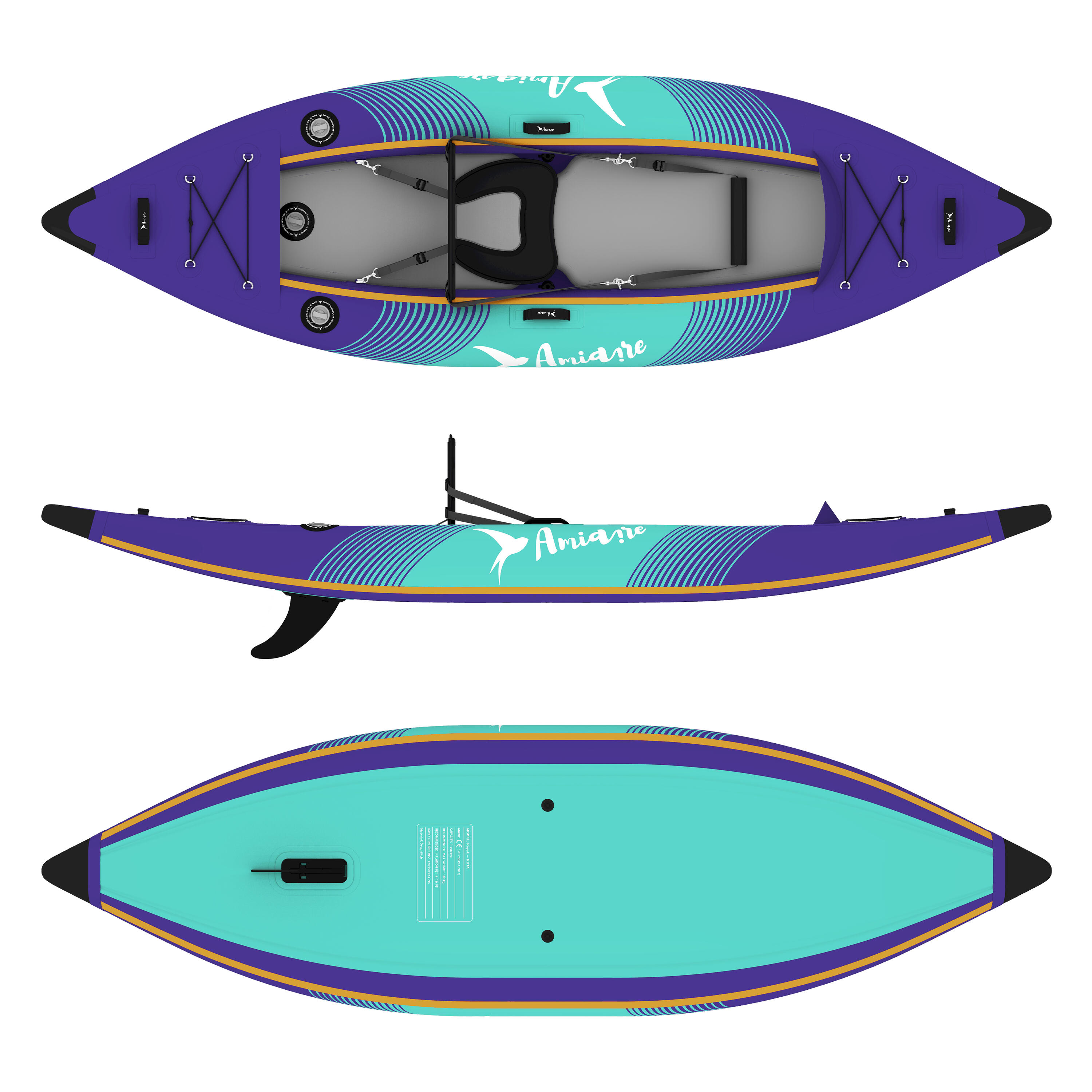 Kayak Hinchable Invidividual Aqua Amiaire - Drop Stitch 320 cm – Pack Completo 4/7
