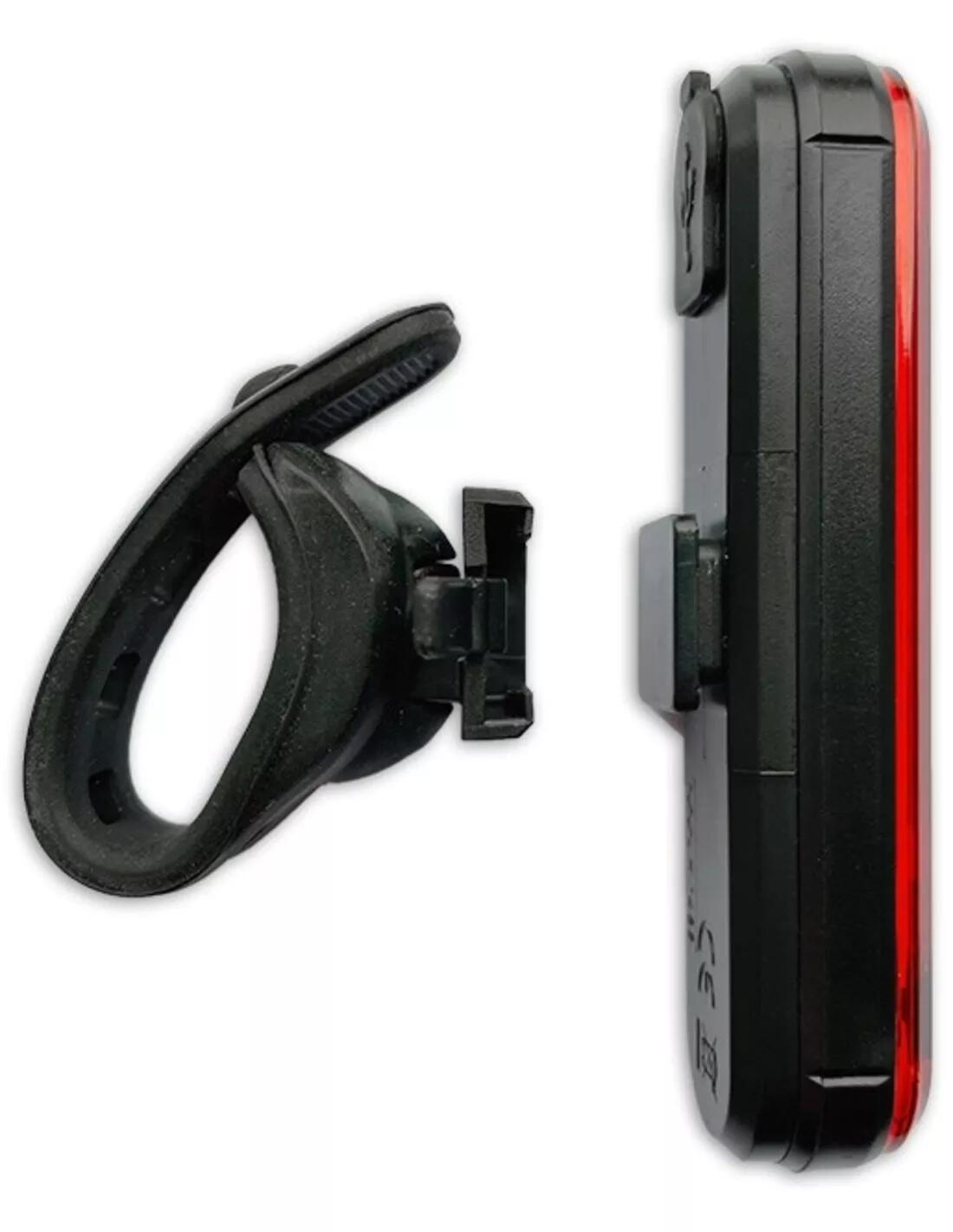 Luz trasera roja para bicicleta 100 lúmenes LED recargable por USB 3/6