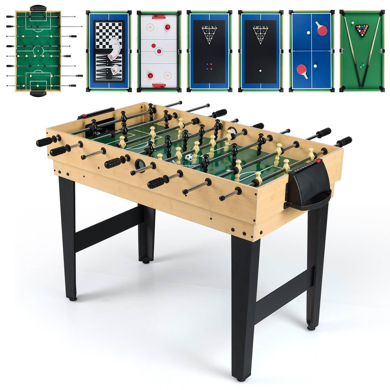 10-in-1 Combo Game Table Set Soccer Foosball Pool Tennis Air Hockey Chess Cards