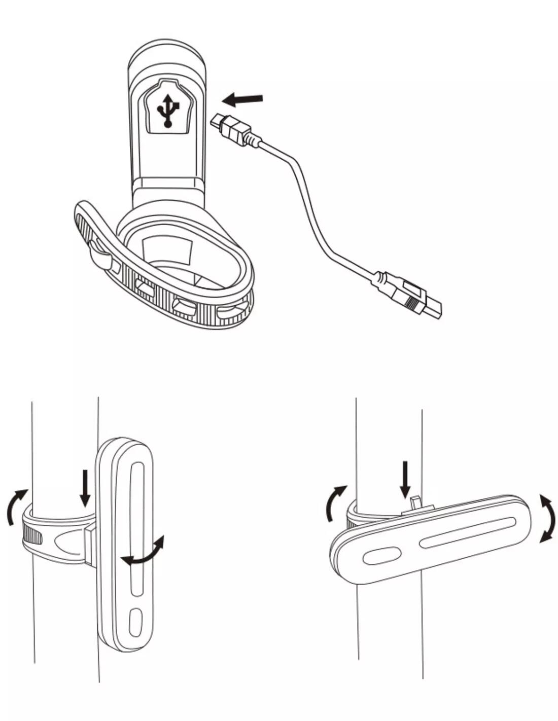 Luz trasera roja para bicicleta 100 lúmenes LED recargable por USB 4/6