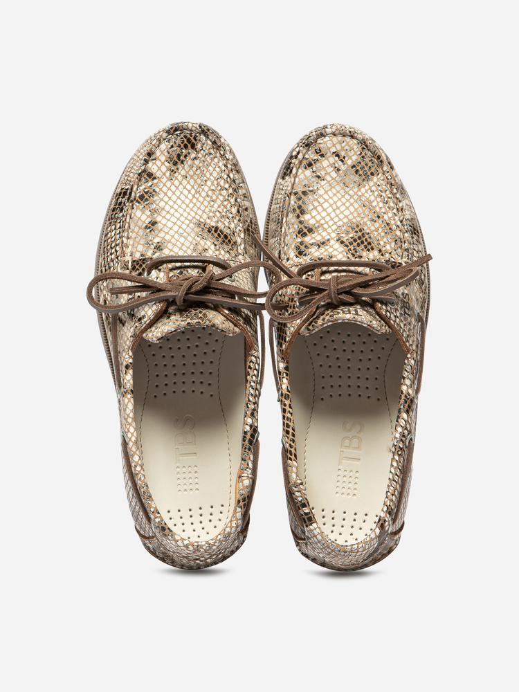 Chaussures bateau Femme PHENISE Python Beige 4/5