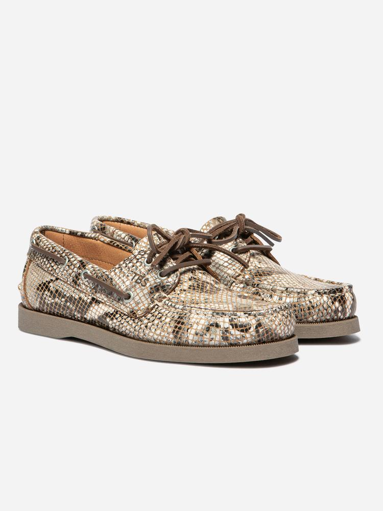 Chaussures bateau Femme PHENISE Python Beige 3/5