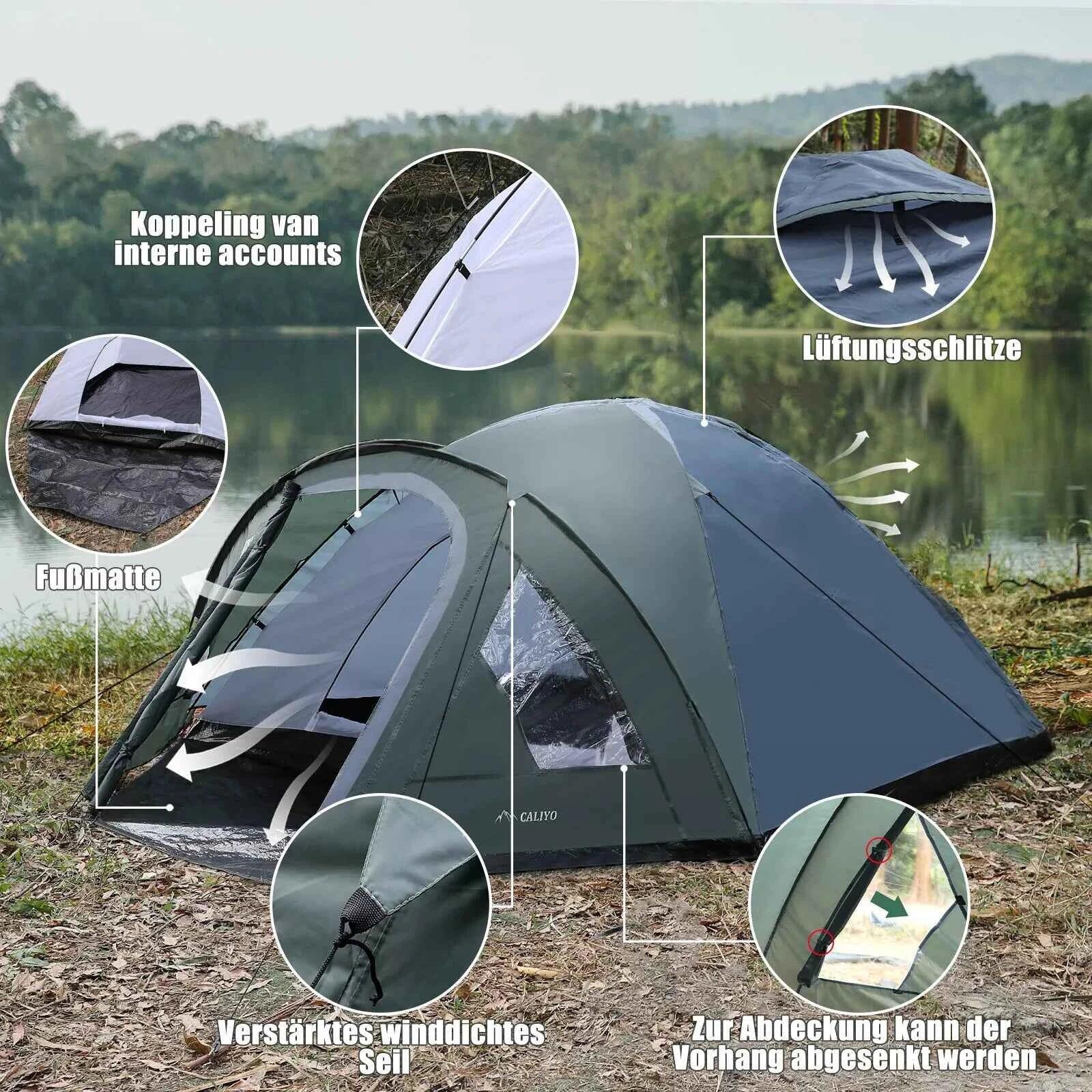 3-4 Personen Zelt Campingzelt Iglu 3000 mm Wassersäule Vorzeit 3/7
