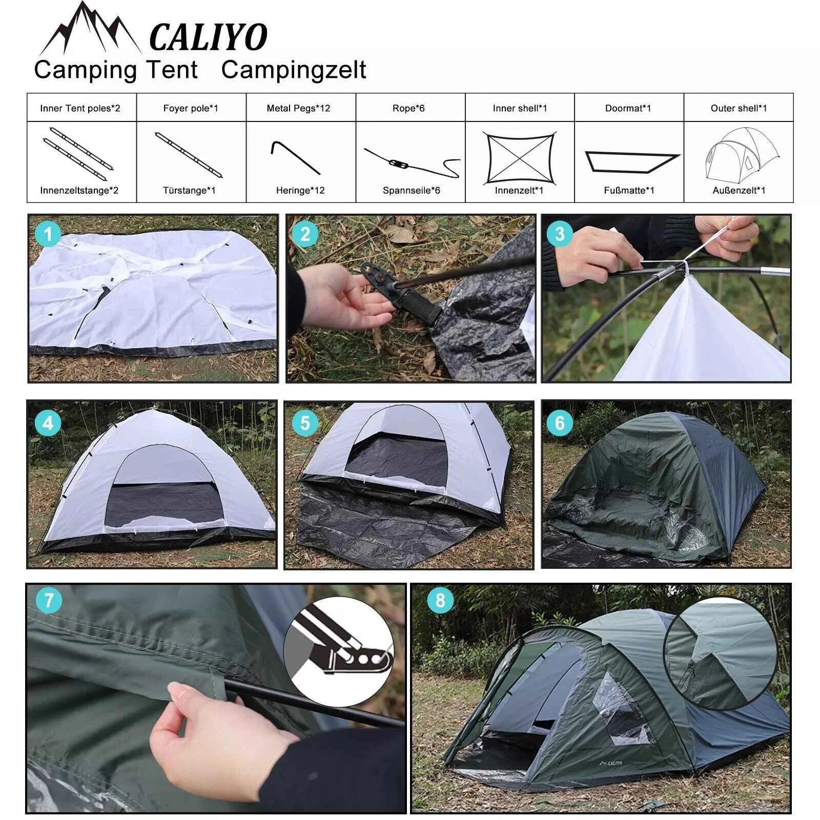 3-4 Personen Zelt Campingzelt Iglu 3000 mm Wassersäule Vorzeit 6/7