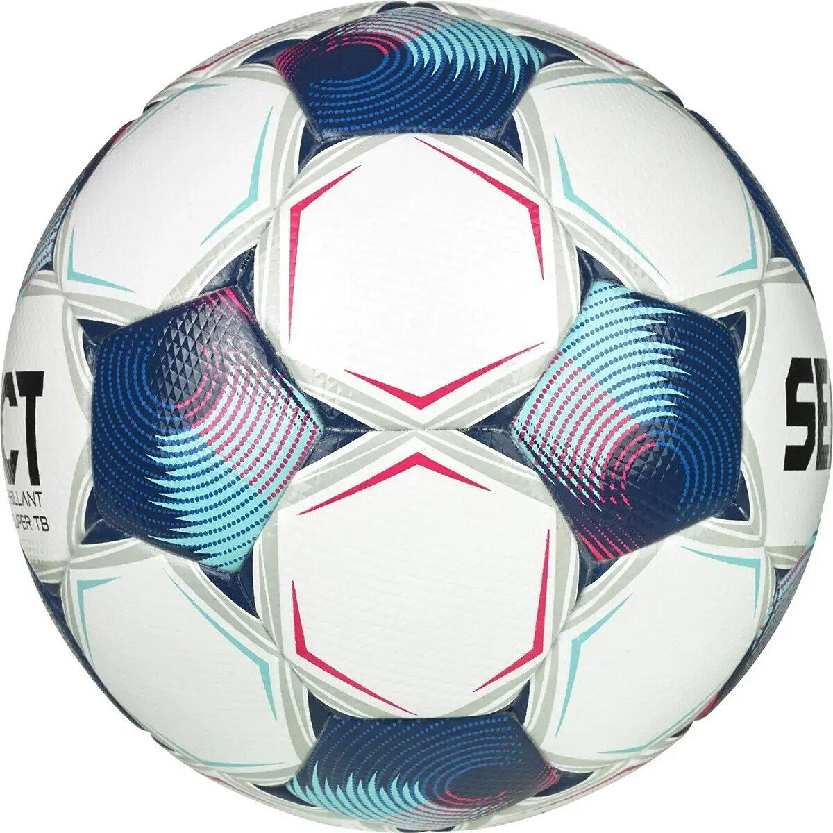 1777 Select Brillant Super Tb V25 Wedstrijdbal - Maat 5, Wit/Blauw/Roze 3/4