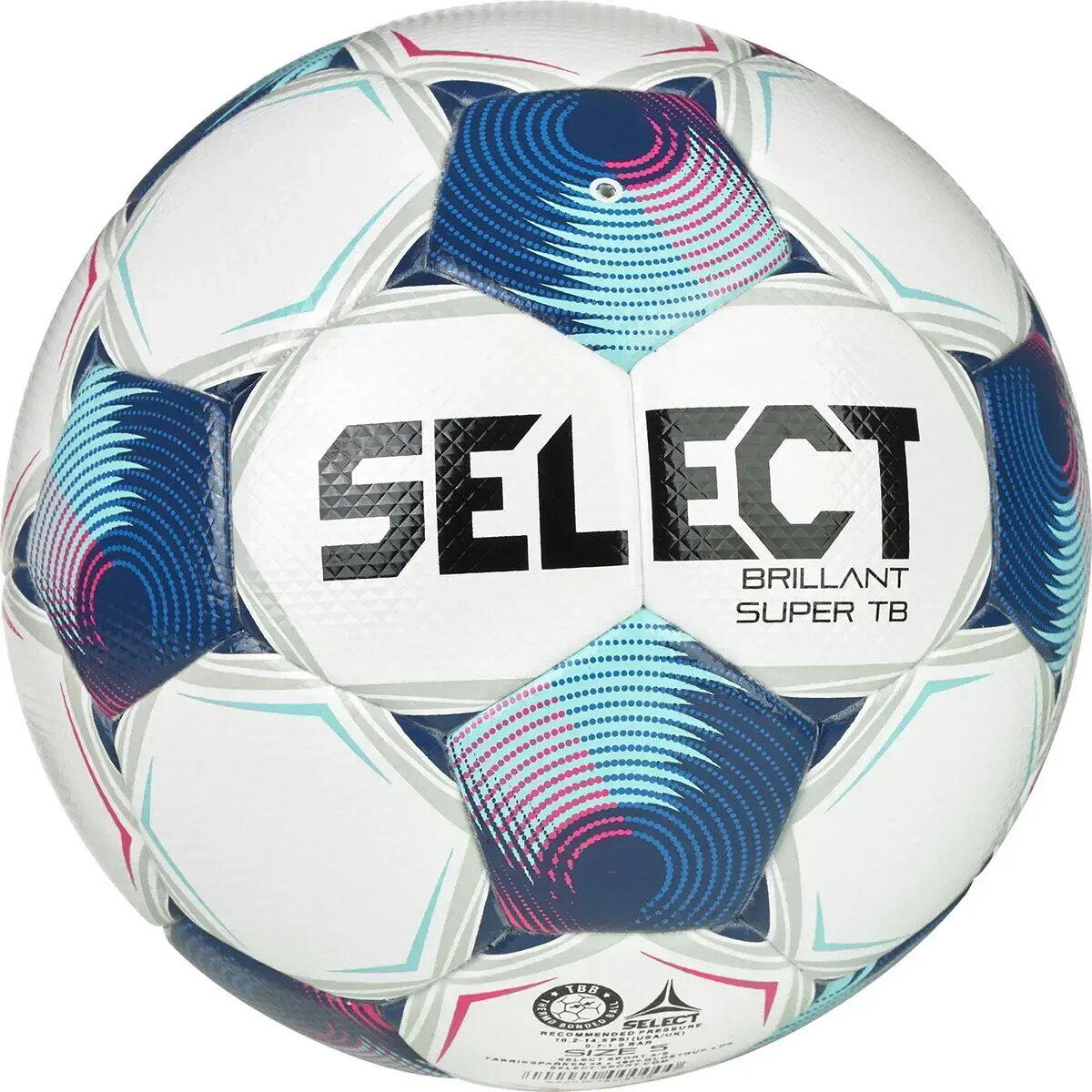 1777 Select Brillant Super Tb V25 Wedstrijdbal - Maat 5, Wit/Blauw/Roze 2/4