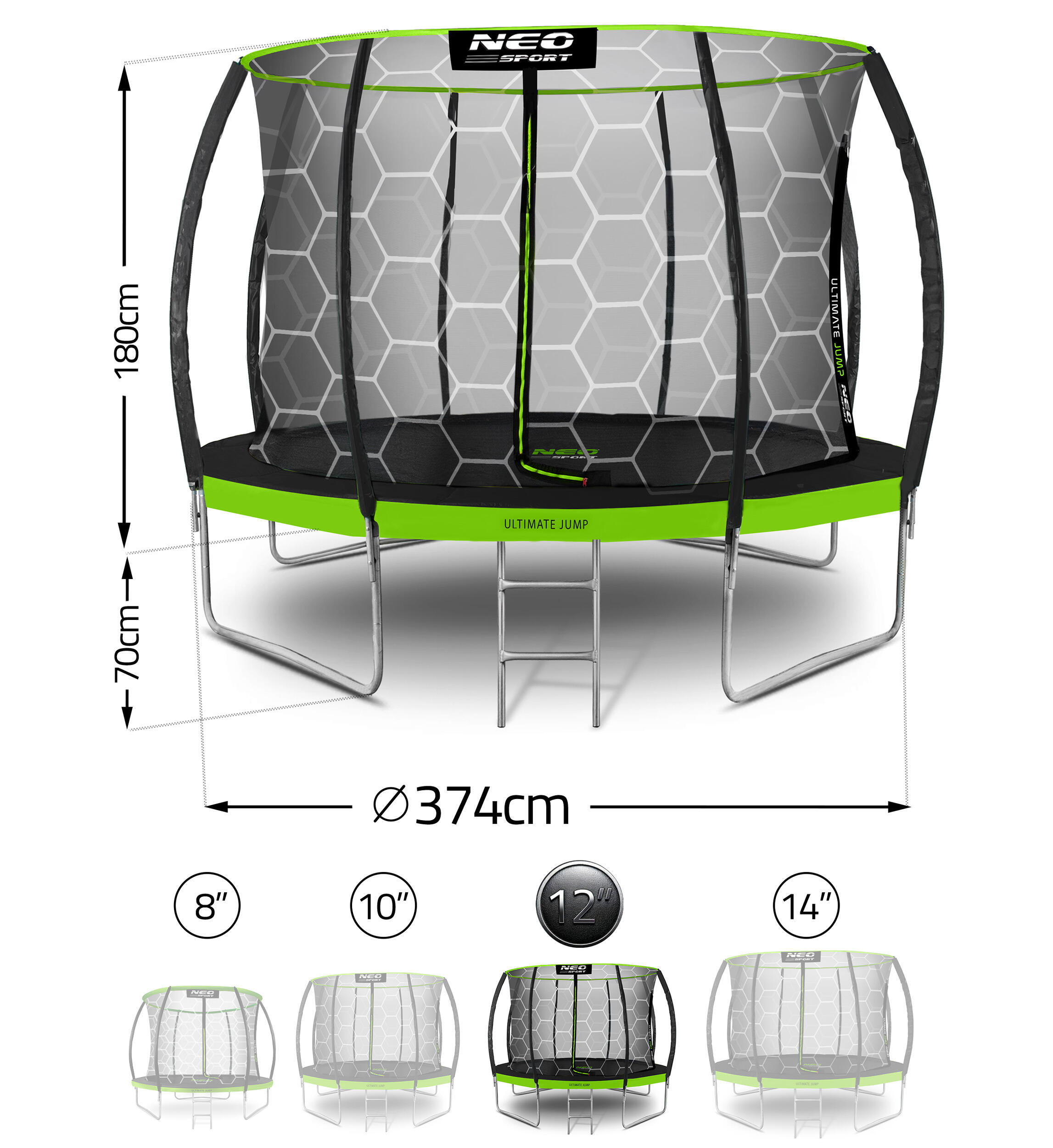 Trampolina ogrodowa Neo-Sport NS-10C221 Circle 312cm/10ft z siatką wewnętrzną 6/7