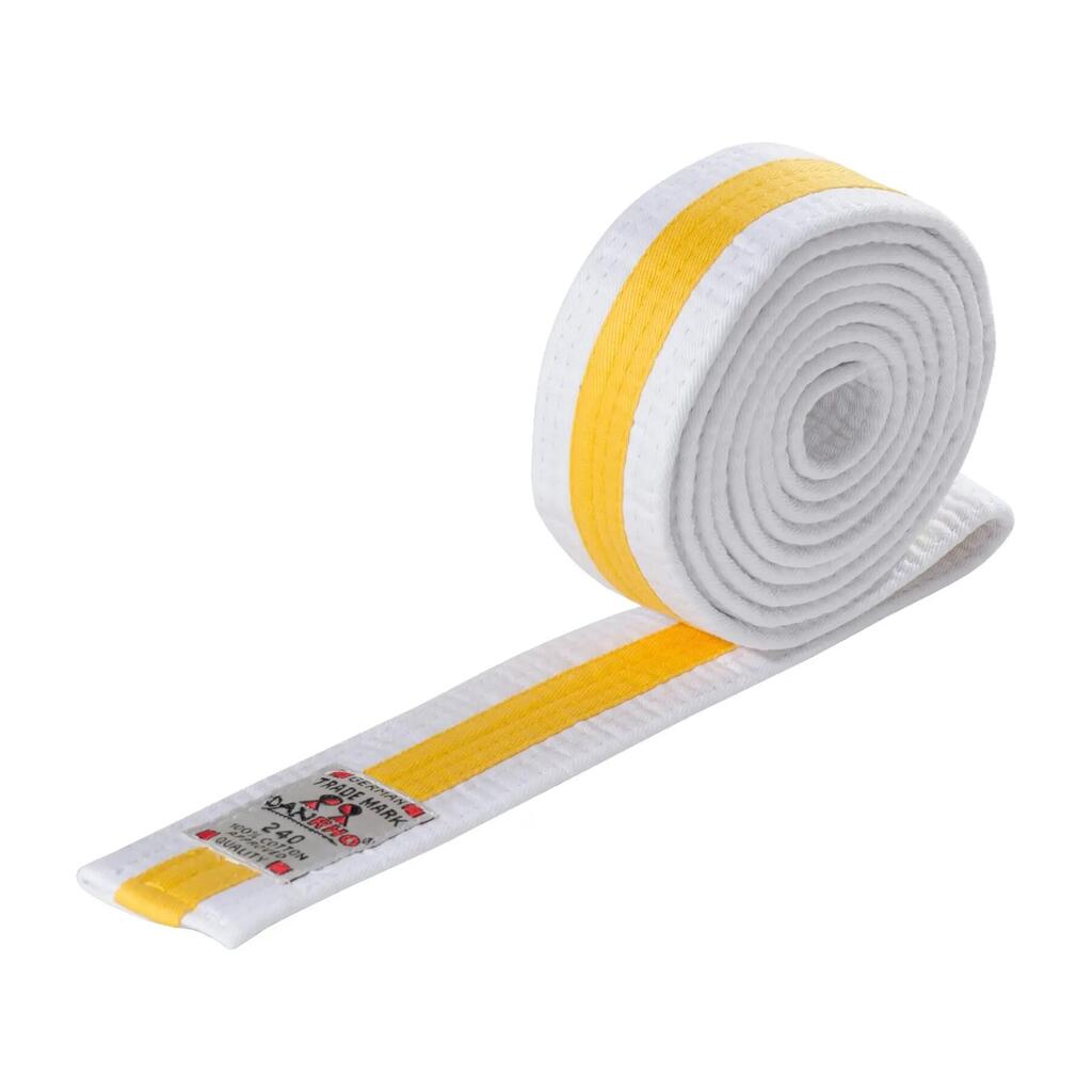 White/yellow/white budō belt Danrho