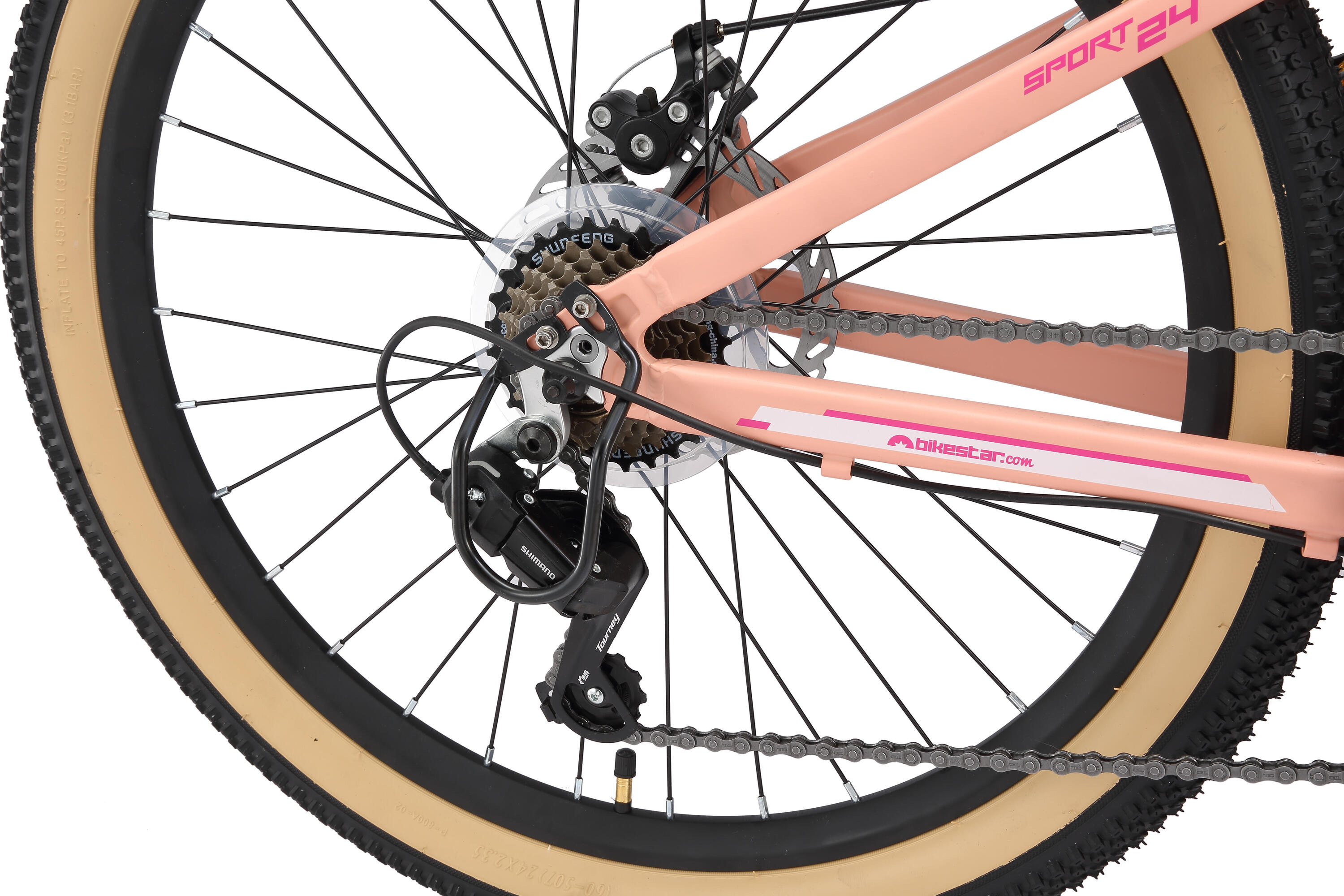 MTB 24" aluminium, kinderfiets 9 jaar, 21 versnellingen, schijfremmen 5/7