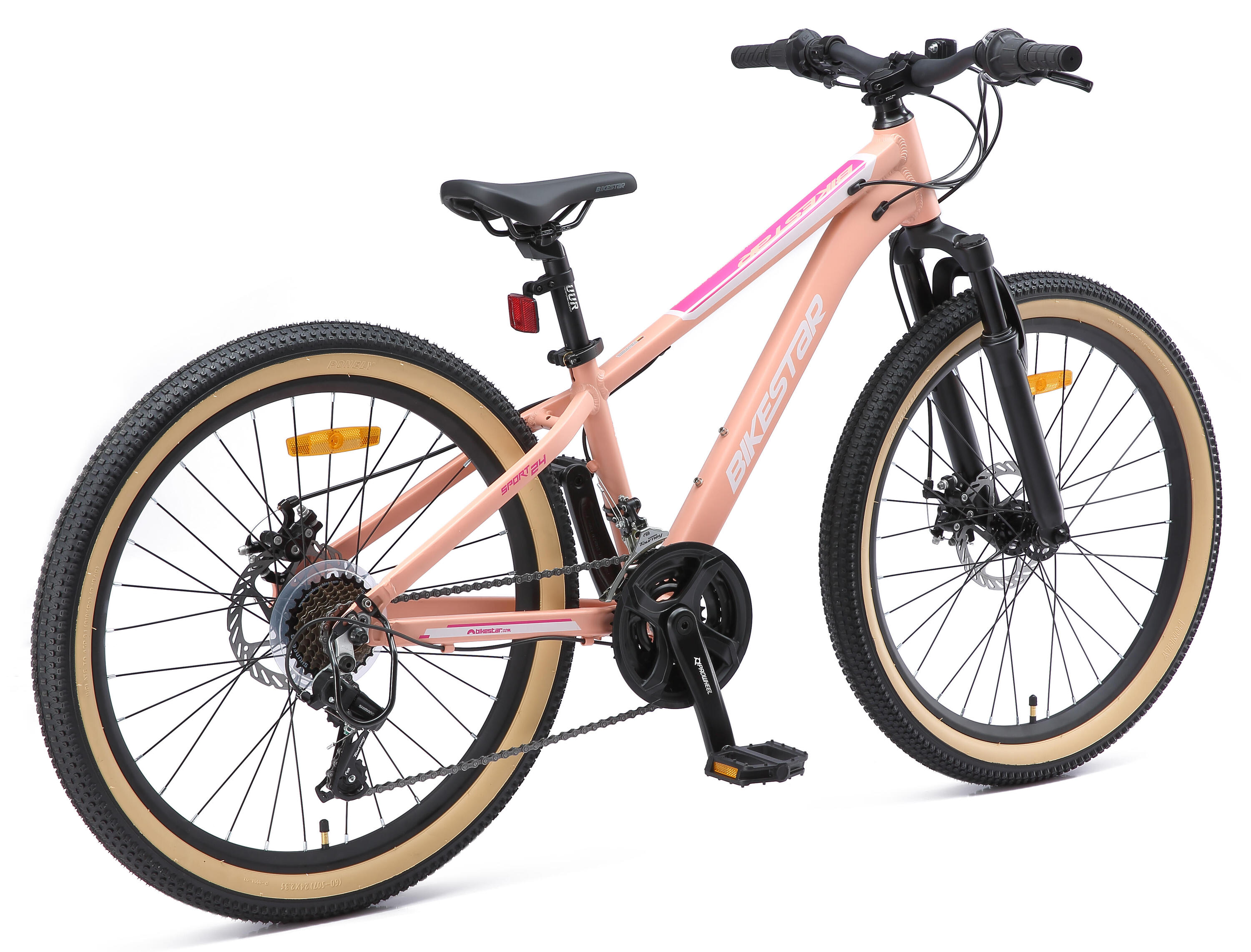 MTB 24" aluminium, kinderfiets 9 jaar, 21 versnellingen, schijfremmen 4/7