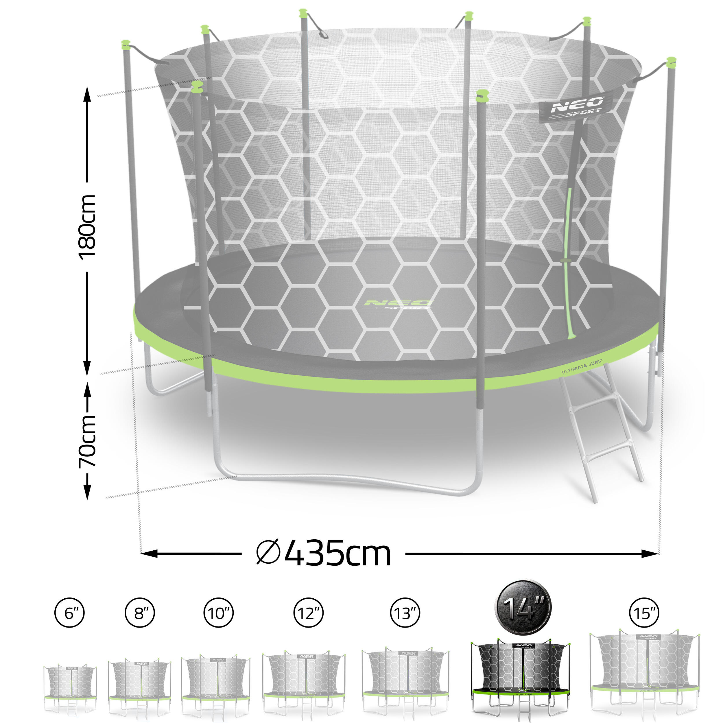 Trampolina ogrodowa z siatką wewnętrzną Neo-Sport 435cm 14ft 6/7