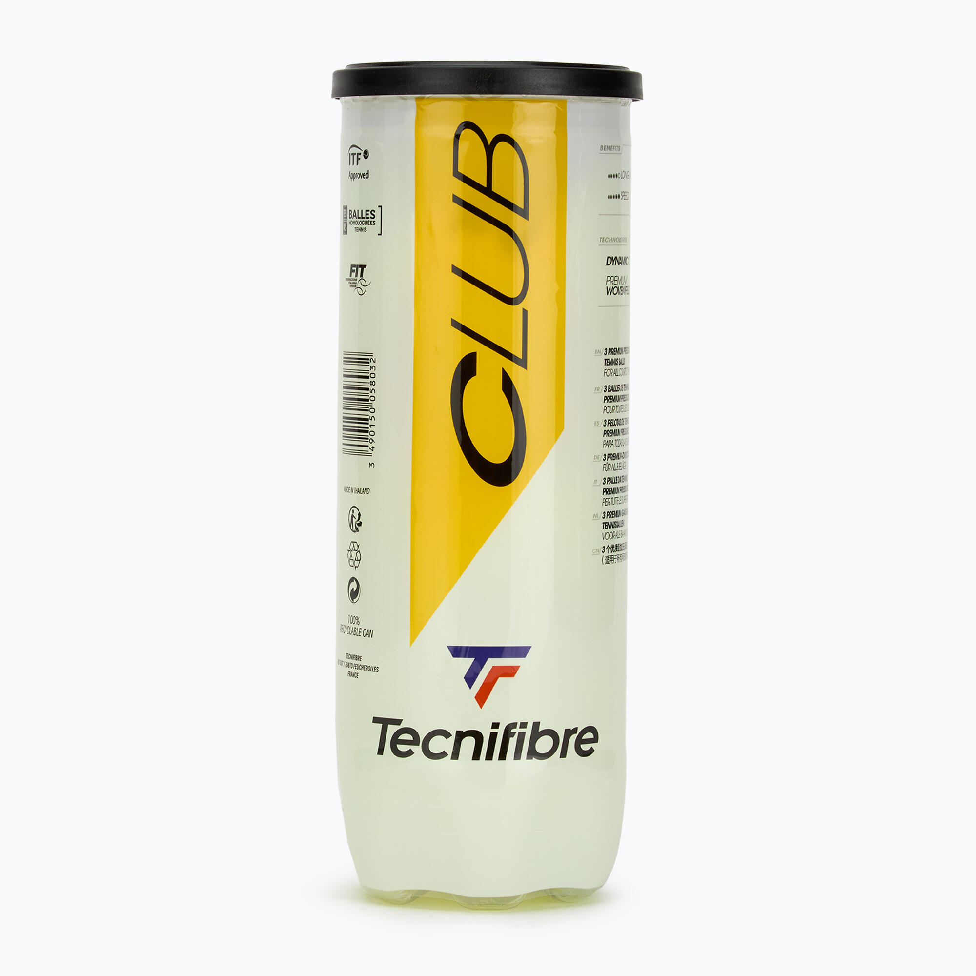 Tubo di 3 palline da tennis Tecnifibre Club 2/4