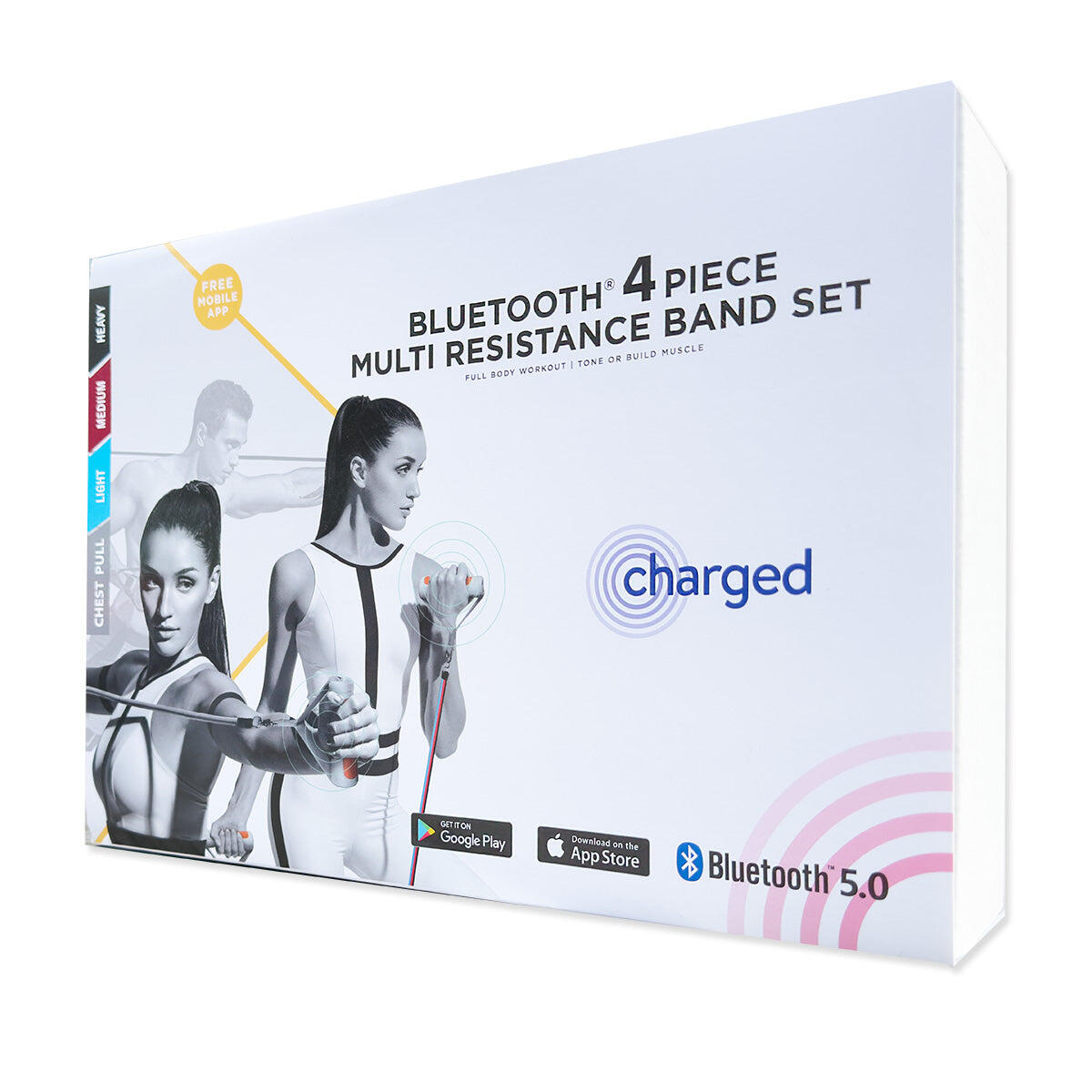 Charged Bluetooth 4 Piece Multi Resistance Band Set 3/7