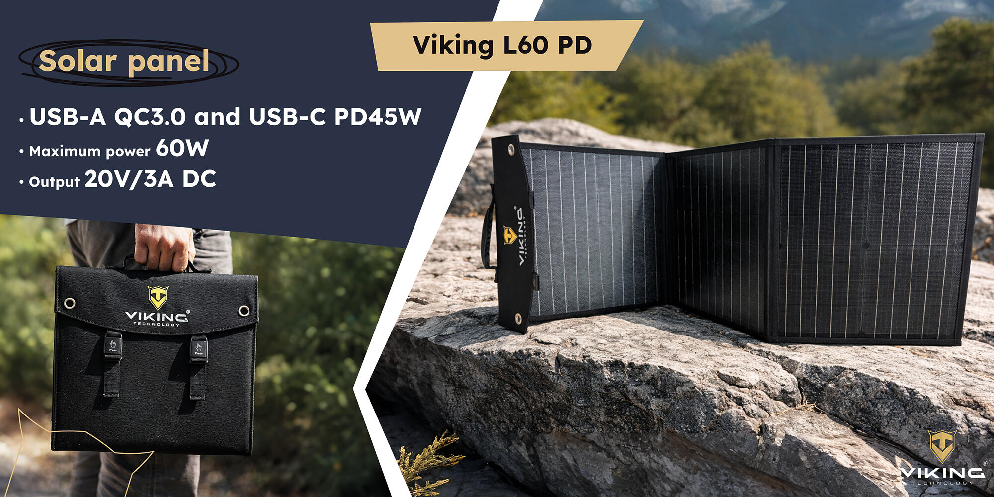 Set powerbanka Viking VIDAR I a solární panel Viking L60 PD 6/6