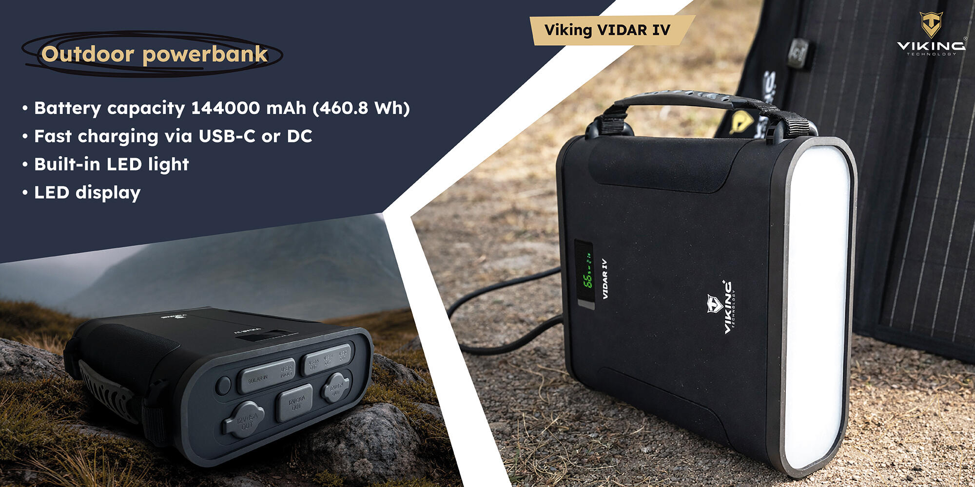 Set powerbanka Viking VIDAR IV a solární panel Viking L60 PD 5/6