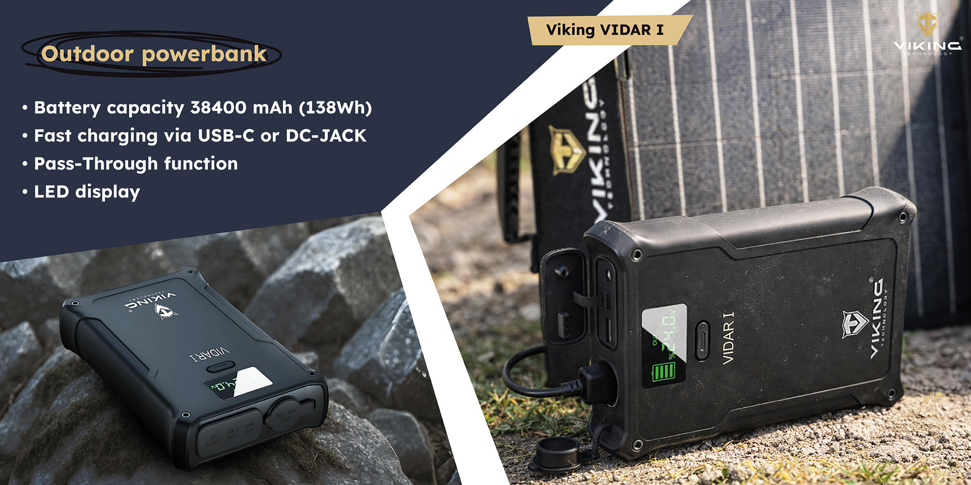 Set powerbanka Viking VIDAR I a solární panel Viking L60 PD 5/6