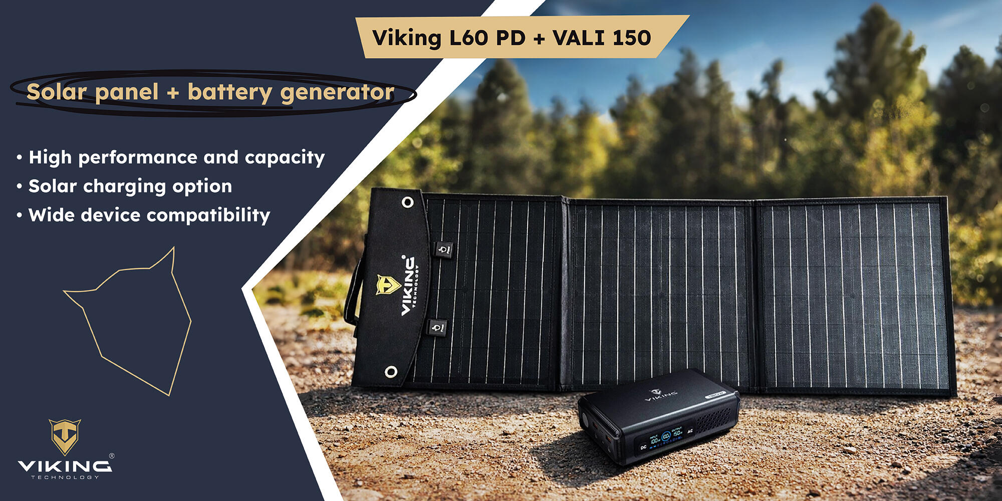 Set bateriový generátor Viking VALI150 a solární panel Viking L60 PD 4/6