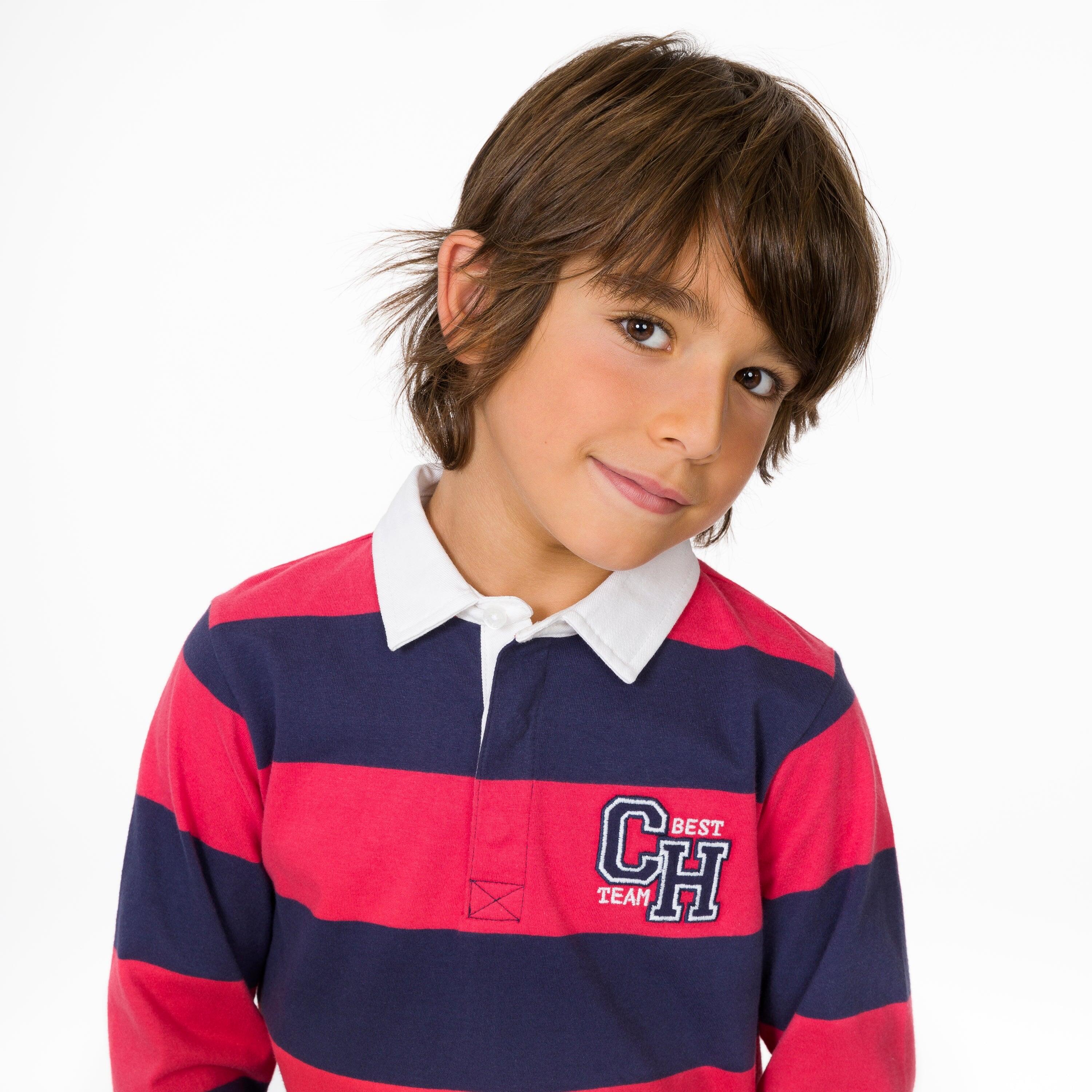 Camisa polo vermelha de manga comprida para menino da 5/5