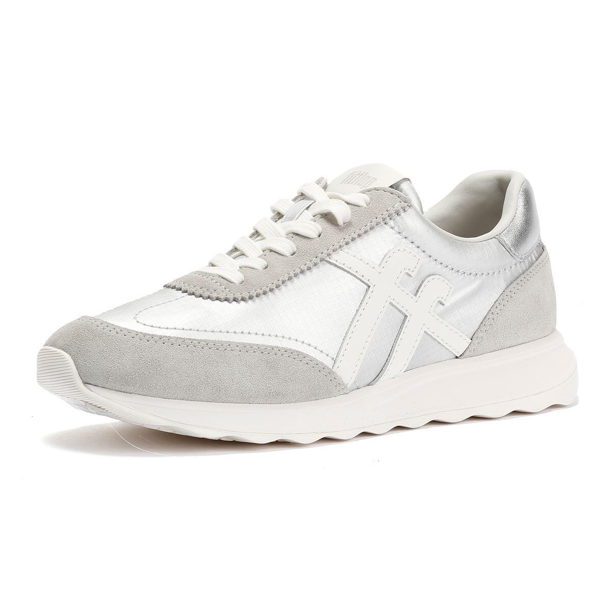 FitFlop Retro-Q FF Metallic-Fabric/Suede Sneakers  ZILVER/URBAN WIT 40 3/7