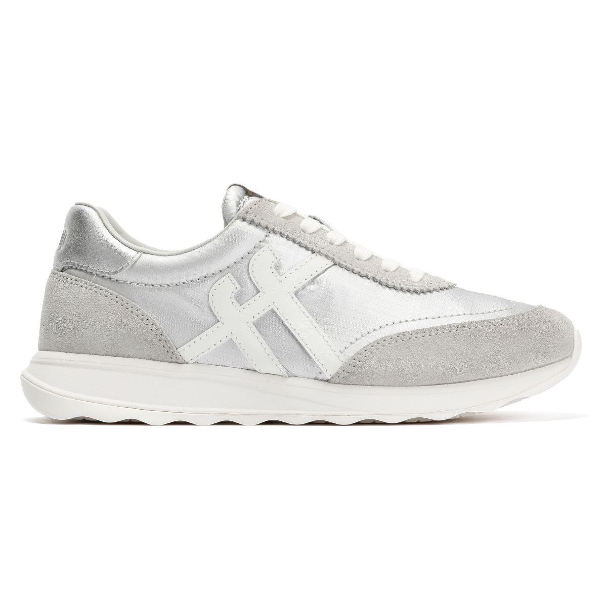 FitFlop Retro-Q FF Metallic-Fabric/Suede Sneakers  ZILVER/URBAN WIT 40 5/7