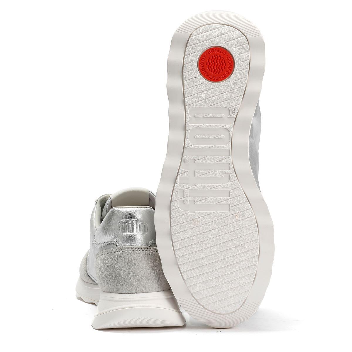FitFlop Retro-Q FF Metallic-Fabric/Suede Sneakers  ZILVER/URBAN WIT 40 4/7