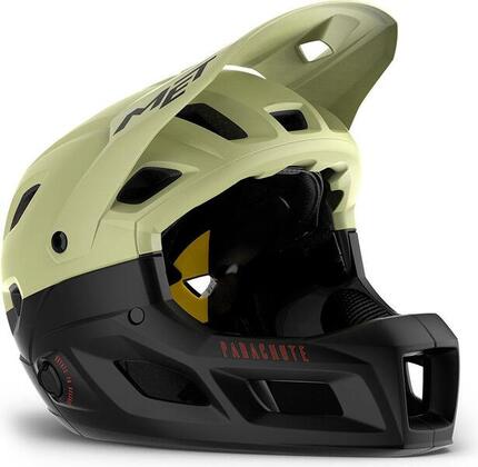 Met Parachute MCR Mips Helm met afneembare kinriem Groen/Zwart